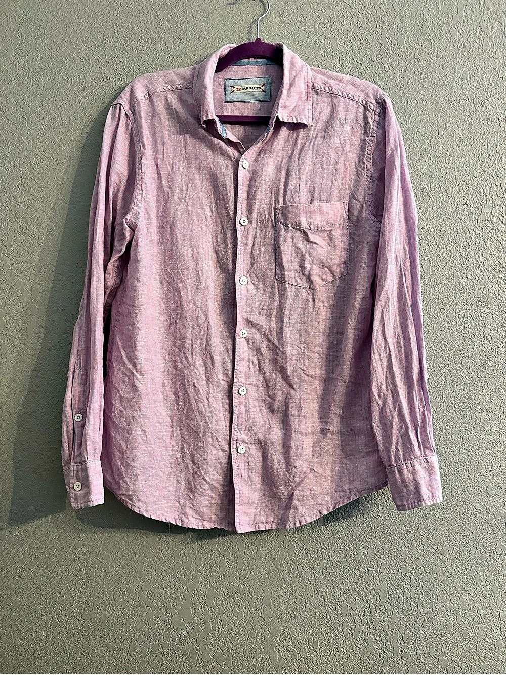 Bar Blues Linen Striped Button Down